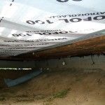 Перекрытие 1го этажа подшито ветроизолом