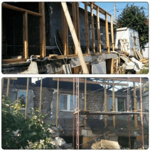 Временные подпорки каркасного дома