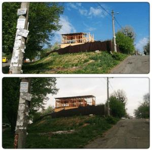 Каркас накрыт крышей
