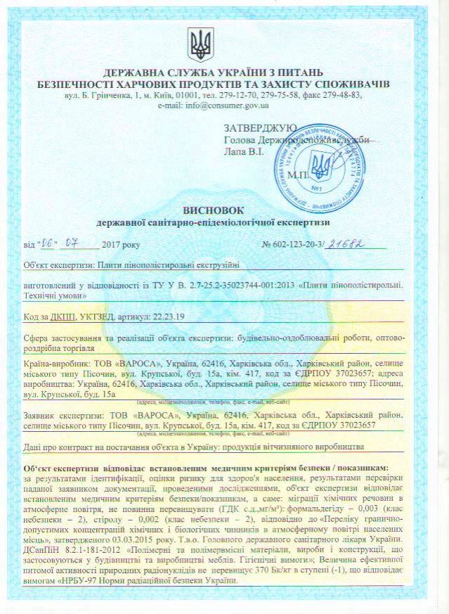 Гигиенический сертификат на систему ТЕРМО-ПОЛ